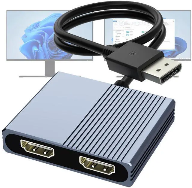 Alt view image 8 of 14 - DisplayPort to Dual HDMI Adapter, 4K@60Hz DP to HDMI Splitter Extended Display, Double hdmi Adapter for 2 Monitors, hdmi Dual Monitor Adapter, DisplayPort MST Hub for Desktop Laptop Graphic Card