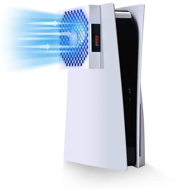 Alt view image 8 of 14 - PS5 Cooling Fan,PS5 Cooler System, Fan Speed Automactically Adjusted by Temperature(/), Low Noise, 3 Speed 1500/1750/2000RPM (140MM) with RGB LED (White)