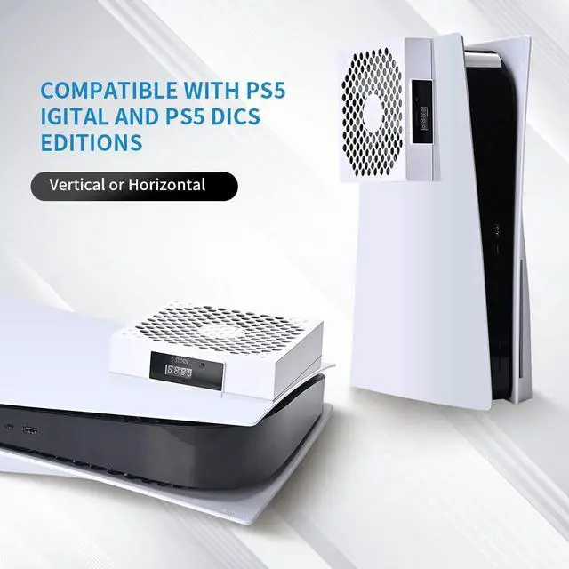 Alt view image 13 of 14 - PS5 Cooling Fan,PS5 Cooler System, Fan Speed Automactically Adjusted by Temperature(/), Low Noise, 3 Speed 1500/1750/2000RPM (140MM) with RGB LED (White)