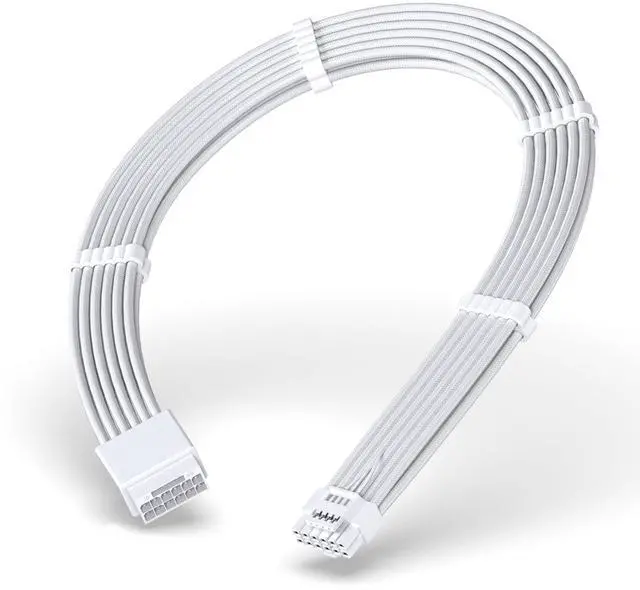 Alt view image 8 of 14 - 16pin (12+4) 12VHPWR PCIe 5.0 GPU Power Sleeved Cable Extension, Male to Female, Compatible with RTX 5080, 5070, 4090, 4080, 4070,16AWG with Cable Combs-All White