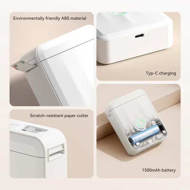 Alt view image 12 of 12 - Label Maker Machine Bluetooth Label Printer for School Home Office Organization, Wireless Mini Labeler D110 Upgraded Version, Label Machine with 3 Label Tapes, White
