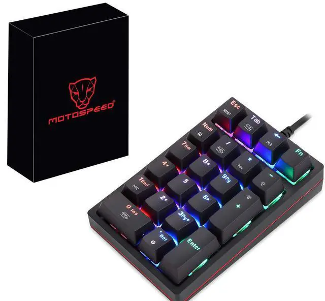 Alt view image 14 of 14 - Macro Mechanical Numeric Keypad USB Wired 21 Keys Mini Numpad Portable Keypad RGB Backlight Gaming Keypad Extended Layout for Cashier(Fully Programmable Keys)