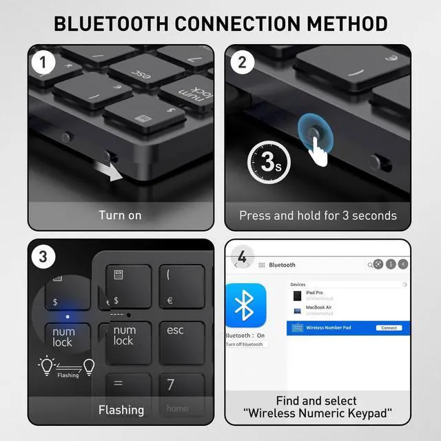 Alt view image 9 of 14 - Bluetooth Number Pad Wireless Numeric Keypad Numpad 26 Keys Portable Mini Financial Accounting Rechargeable Numeric Pad for Windows Laptop Desktop, PC, Notebook (Black)