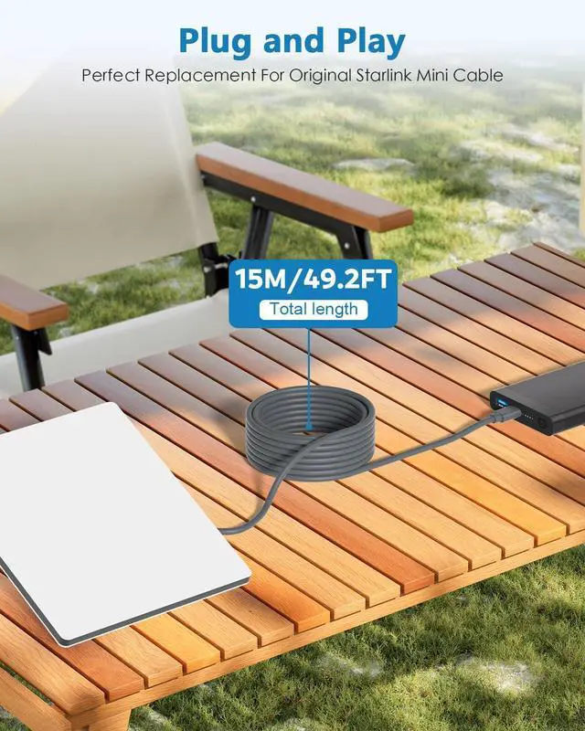 Alt view image 13 of 14 - Starlink Mini USB C to DC Power Cord, 50FT Starlink Mini Cable,Type C Input to DC 20V 5A Barrel Jack Cable Work with 100W PD Charger and PD Power Bank Waterproof 18AWG 15M