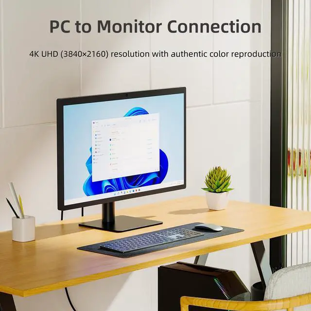 Alt view image 10 of 12 - DisplayPort to USB-C Cable with Power Supply and Data Signal Transmission 6.6ft, for PC to Portable Monitor, AR Glasses (Xreal, Rokid, Viture, etc.) - DP to Type-C Display