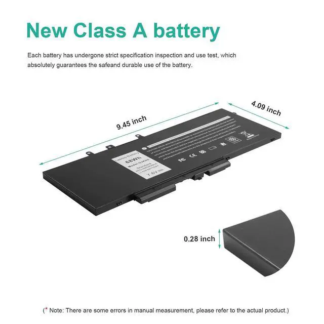 Alt view image 12 of 14 - GJKNX 7.6V Battery Compatible with Dell Latitude E5480 E5580 E5490 E5491 E5590 E5591 Precision 15 3520 M3530 Series Notebook 93FTF GD1JP DY9NT 5YHR4 451-BBZG