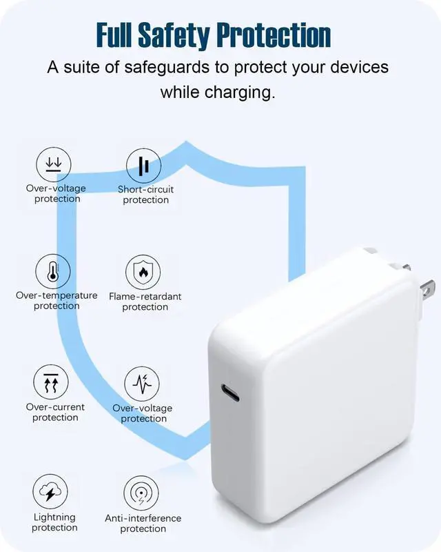 Alt view image 11 of 14 - Mac Book Pro Charger - 120W USB C Fast Charger Power Adapter Compatible with MacBook Pro/Air 13 14 15 16 inch, M1 M2 M3 M4, ipad Pro, Samsung Galaxy and All Type C Device, Include 6.6ft Charge Cable