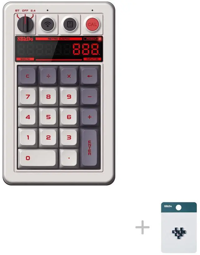 Alt view image 9 of 14 - 18 Keys Retro Mechanical Numpad, Supports PC Numpad & Standard Calculator Mode, Hot-swappable, PC Calculator Shortcut Button, Bluetooth/2.4G/Wired Numpad for Windows and Android - N Edition