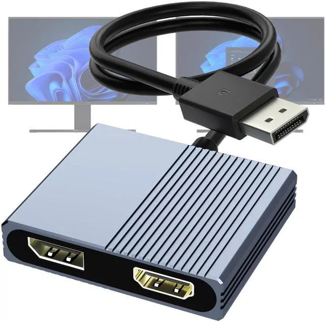 Alt view image 8 of 14 - DisplayPort to HDMI and DisplayPort Adapter, 4K@60Hz Dual Monitor Adapter, DP to HDMI/Display Port Splitter 1 in 2 out Extended Display, DisplayPort MST Hub for Desktop Laptop Graphic Card