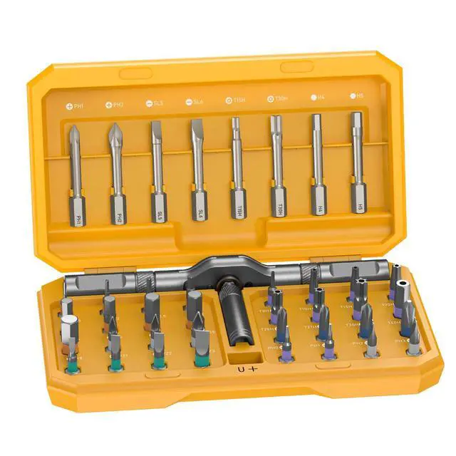 Alt view image 8 of 14 - All in One 42 in 1 Magnetic Screwdriver Set Compact Precision Repair Kit for Games Console, Tablet, Ring Doorbell, Glasses, DIY Electronics Yellow