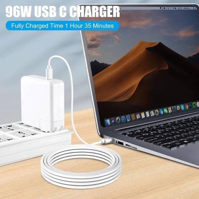 Alt view image 9 of 14 - MacBook Pro Charger,96W MacBook Air Charger Fast Charging USB C Laptop Power Adapter,10FT Quick USB C Charging Cord for Mac Book Pro 16/15/14/13inch 2024/2023/2022/2021/2020/2019/M1 M2 M3 Mac Book Air