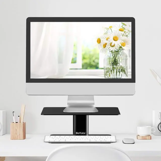 Alt view image 9 of 14 - Monitor Stand, Adjustable Monitor Riser Metal Computer Stand Compatible with TV, PC, Laptop, Computer, iMac, and All Screen Display-Black