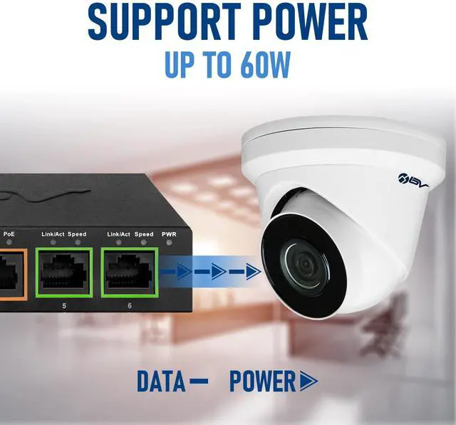 Alt view image 14 of 14 - 6 Port PoE+ Switch 4 PoE+ Gigabit Ports with 2 Gigabit Uplink 60W 802.3at + 1 High PowerPort | Desktop Fanless Design | Sturdy Metal Housing