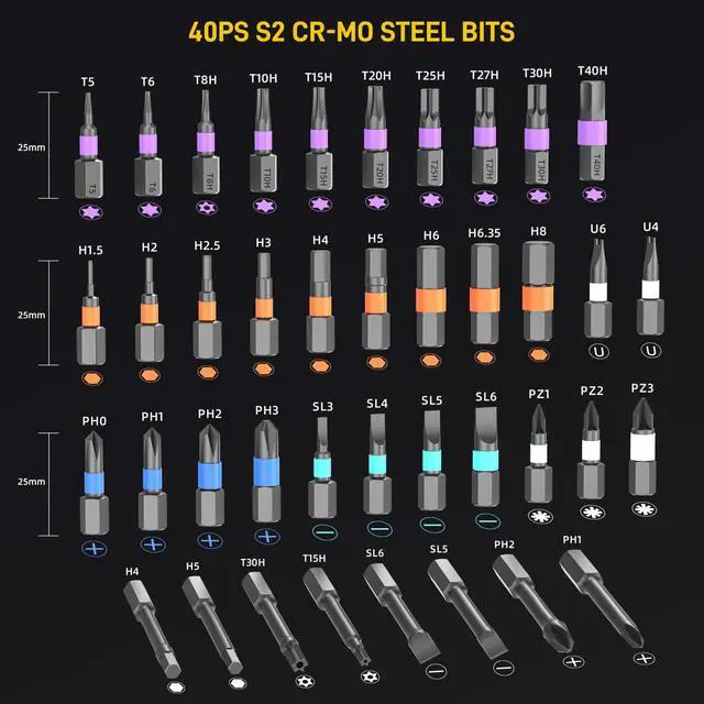 Alt view image 13 of 14 - All in One 42 in 1 Magnetic Screwdriver Set Compact Precision Repair Kit for Games Console, Tablet, Ring Doorbell, Glasses, DIY Electronics Yellow