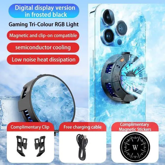 Alt view image 9 of 14 - 2-in-1 Magnetic & Clip-On Phone Cooler Semiconductor-Powered Gaming Cell Phone Cooling Fan Radiator for iPhone/Android/iPad/Tablet Ideal for Gaming, Video Calls, Live Broadcasting, and Vlog