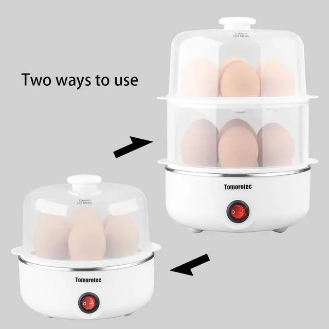 Alt view image 9 of 14 - 2-tier Egg Cooker Large 14 Eggs Capacity, Electric Rapid Egg Maker, Auto Off for Hard Boiled Eggs, Poached Eggs, Steamed Vegetables, Seafood, Dumplings