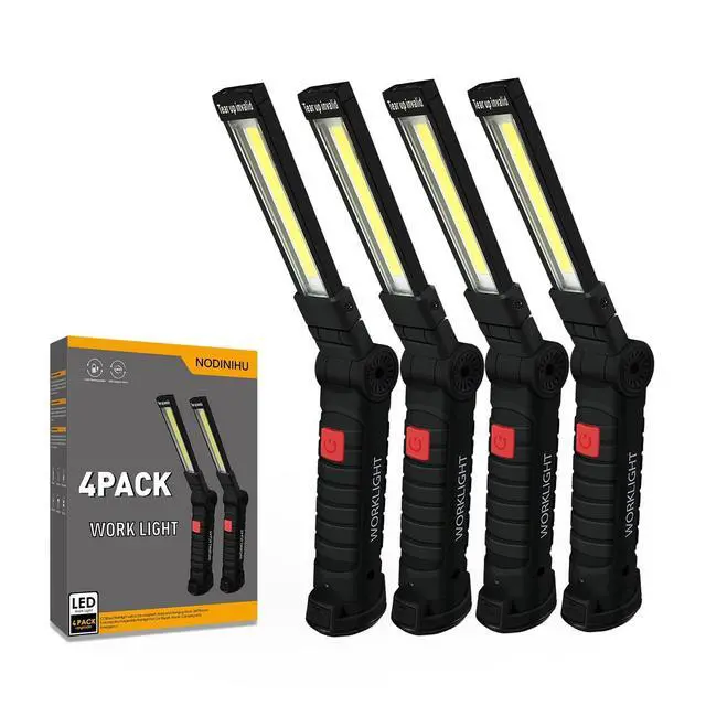Alt view image 8 of 14 - Working Light Portable, Rechargeable Work Lights with Magnetic Base Hanging Hook,360° Rotate 5 Modes,COB LED 800 Lumens Foldable Inspection Light for Car Repair, Grill and Outdoor Use(4pack)