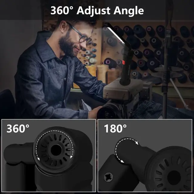 Alt view image 10 of 14 - Working Light Portable, Rechargeable Work Lights with Magnetic Base Hanging Hook,360° Rotate 5 Modes,COB LED 800 Lumens Foldable Inspection Light for Car Repair, Grill and Outdoor Use(4pack)