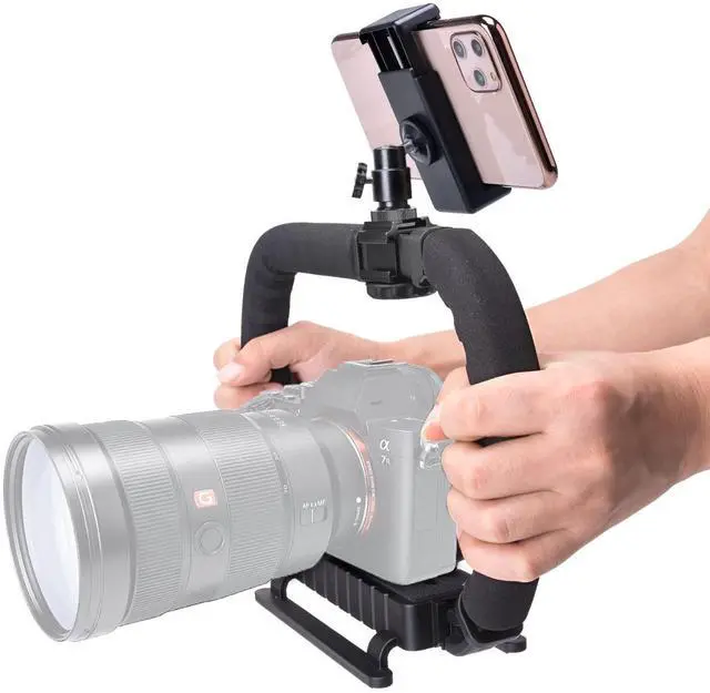 Alt view image 13 of 14 - DSLR/Mirrorless/Action Camera Camcorder Phone Stabilizer Expansion Cage Mount Moviemaking Holder Rig YouTube Tiktok Vlogging Video Kit Compatible with GoPro Canon Nikon Sony iPhone Android