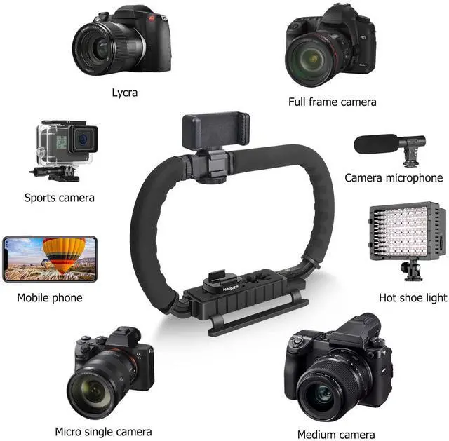 Alt view image 12 of 14 - DSLR/Mirrorless/Action Camera Camcorder Phone Stabilizer Expansion Cage Mount Moviemaking Holder Rig YouTube Tiktok Vlogging Video Kit Compatible with GoPro Canon Nikon Sony iPhone Android