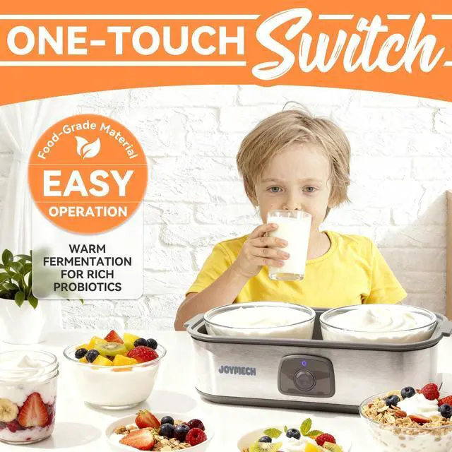 Alt view image 9 of 14 - Yogurt Maker Machine with Two 1-Quart Containers for Larger Batches, Oatmeal, Pudding, or Jello, Food-Grade Martial, One-touch Control, Homemade Yogurt