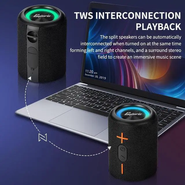 Alt view image 10 of 14 - 2 in 1 Portable Splittable Bluetooth Speaker, Waterproof Split Wireless Speaker Bluetooth V5.3 with 20W Loud Stereo Sound, 24H Playtime, True Wireless Pairing for Home, Outdoor or Travel