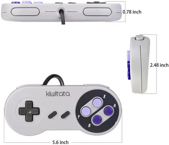 Alt view image 6 of 7 - 2X Classic SNES USB Controller for PC Gamings, Retro SNES Wired USB Game Emulator Controller for Windows XP 7 8 11 Mac Raspberry Pi