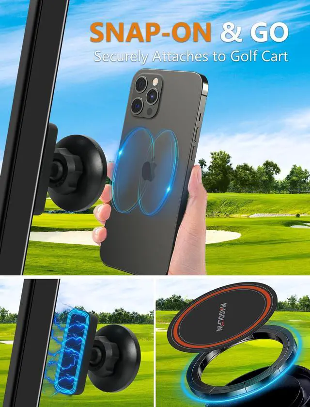 Alt view image 9 of 14 - 2-Pack Magnetic Golf Cart Phone Holder, Golf Cart Phone Mount with N52 Magnets Compatible with EZGO, Club Car, Yamaha, Golf Cart Accessories