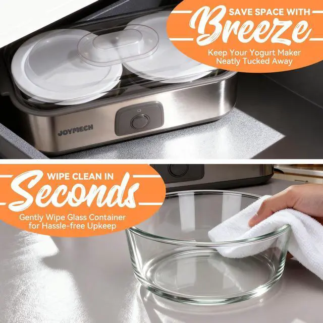 Alt view image 14 of 14 - Yogurt Maker Machine with Two 1-Quart Containers for Larger Batches, Oatmeal, Pudding, or Jello, Food-Grade Martial, One-touch Control, Homemade Yogurt