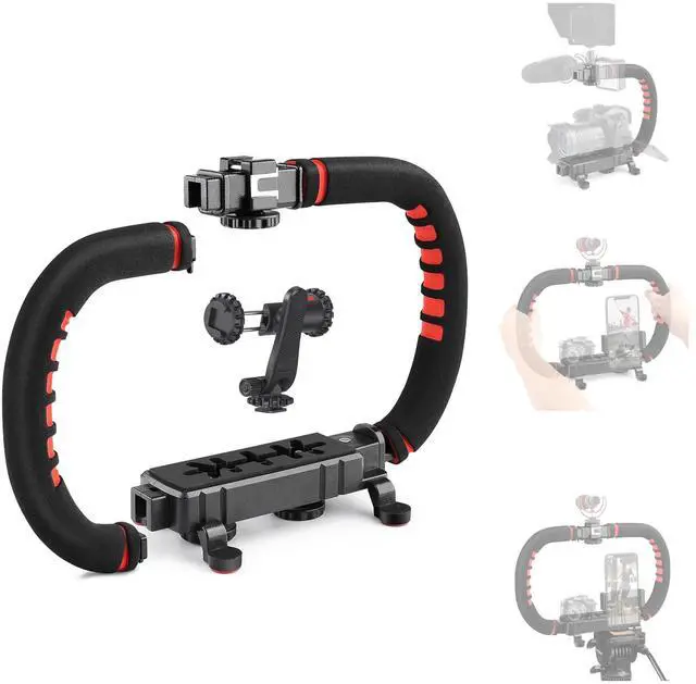 Alt view image 8 of 14 - Camera Smartphone Stabilizer, Handle Grip Handheld Video Rig, Compatibility with All Camera, Camcorder, Action Camera, DSLR and for All iPhone and Android Smartphones
