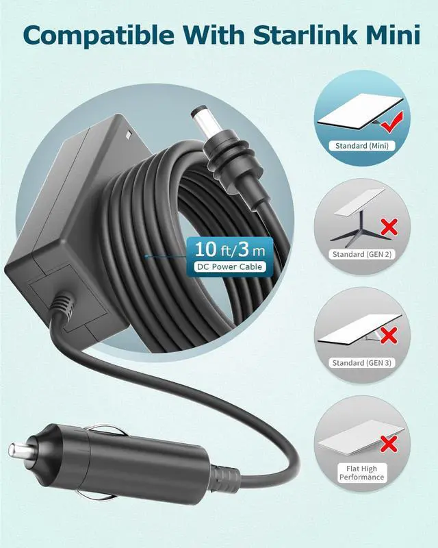 Alt view image 11 of 14 - Starlink Mini Car Charger Adapter 30V Output, 12V/24V to 30V 2A Power Supply for Starlink Mini Cigarette Lighter Adapter Plug 11.5FT No Voltage Drop Step Up Converter for Car Road Trips