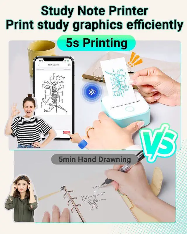 Alt view image 9 of 10 - Print Pods Mini Printer - T02 Sticker Printer, Portable Thermal Inkless Label Maker Machine, Pocket Phone Adhesive Labeler for Study Graphic, Anatomical Diagram, Photo, Journal, DIY, Gift