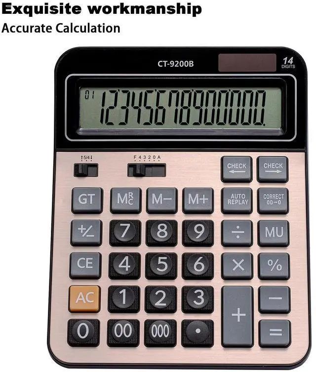 Alt view image 3 of 7 - Large Computer Electronic Calculator Counter Solar & Battery Power 14 Digit Display Multi-Functional Big Button for Business Office School Calculating (HY-9200B)