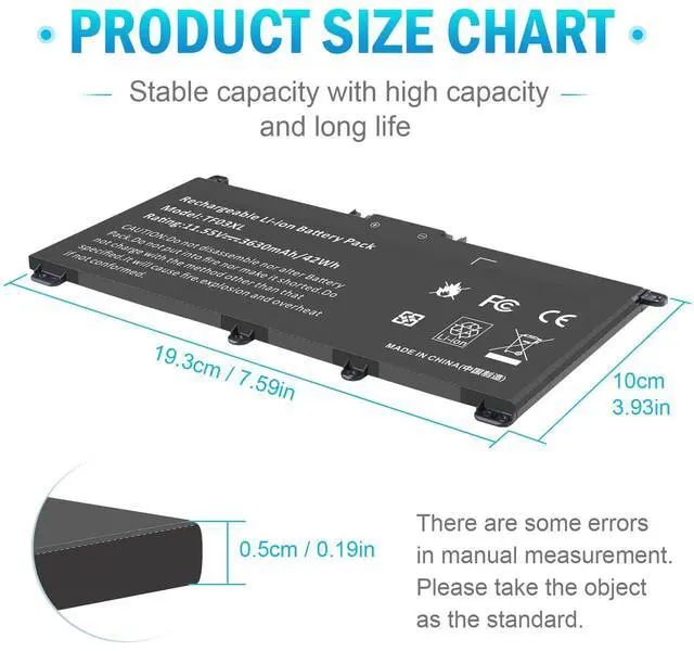 Alt view image 10 of 14 - TF03XL 920070-855 Battery for HP Pavilion x360 14m-cd0001dx 14m-cd0003dx 15-cc0xx 15-cc023cl 15-cc123cl 15-cc050wm 15-cc563st 17-ar050wm 15-cc 15-cd 14-bf 14-bf050wm Series tpn-q190 920046-421