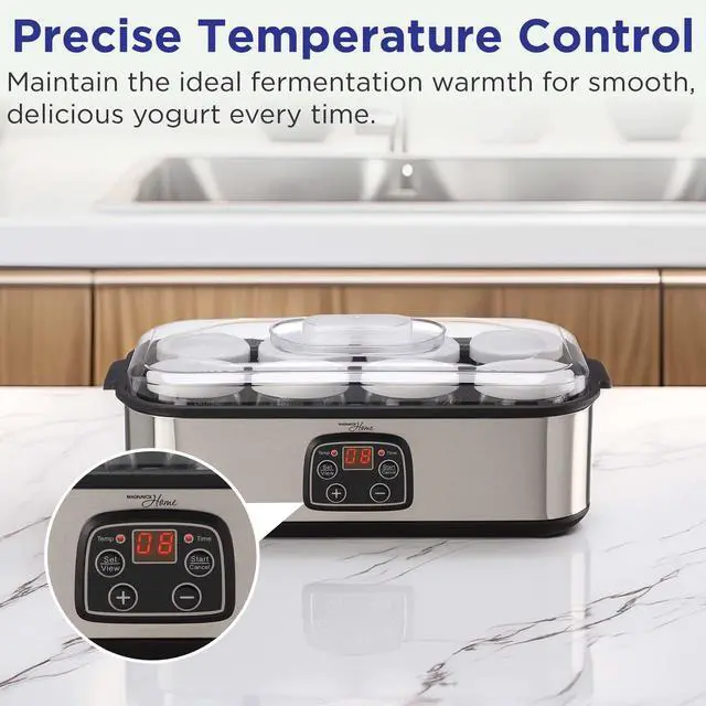 Alt view image 10 of 14 - Ultimate Probiotic Yogurt Maker with Adjustable Time & Temp Control - Make Trillions of Live Probiotics with 8 GLASS JARS - Greek Yogurt Maker