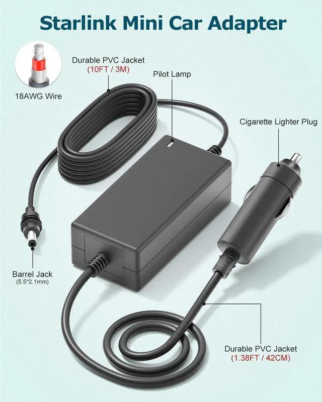 Alt view image 14 of 14 - Starlink Mini Car Charger Adapter 30V Output, 12V/24V to 30V 2A Power Supply for Starlink Mini Cigarette Lighter Adapter Plug 11.5FT No Voltage Drop Step Up Converter for Car Road Trips