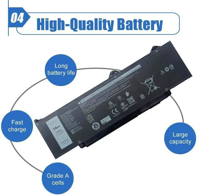 Alt view image 11 of 12 - 54Wh DR02P R73TC Laptop Battery Compatible with Dell Latitude 5550 5540 5450 5440 Precision 3590 3580 3480 3490 Series 2X1V9 02X1V9 803W6 0803W6 11.4V 4623mAh