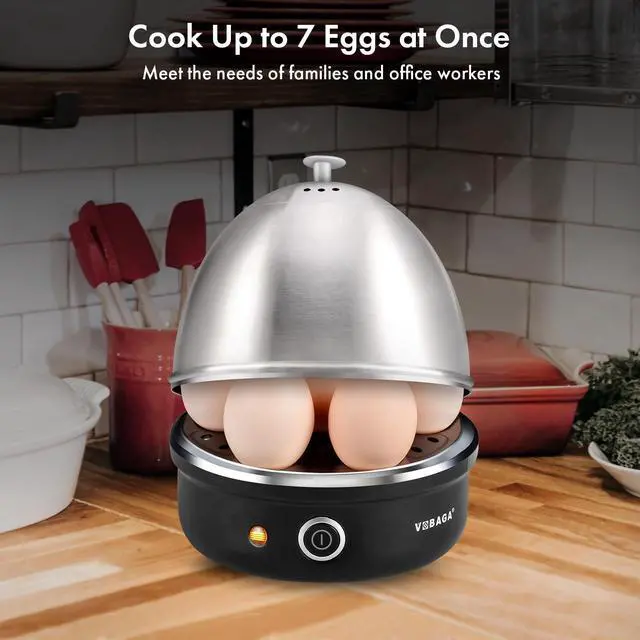 Alt view image 10 of 14 - Electric Egg Cooker, Rapid Egg Boiler with Auto Shut Off for Soft, Medium, Hard Boiled, Poached, Steamed Eggs, Vegetables and Dumplings, Stainless Steel Tray with 7-Egg Capacity (Black)