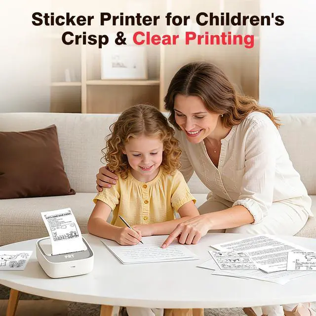 Alt view image 12 of 14 - Sticker Printer, Mini Thermal Printer Bluetooth Portable Sticker Maker with 1 Roll Paper, Print Pod, for Study Notes, Pictures, Labels, DIY, Multiple Templates for Phones & Tablets