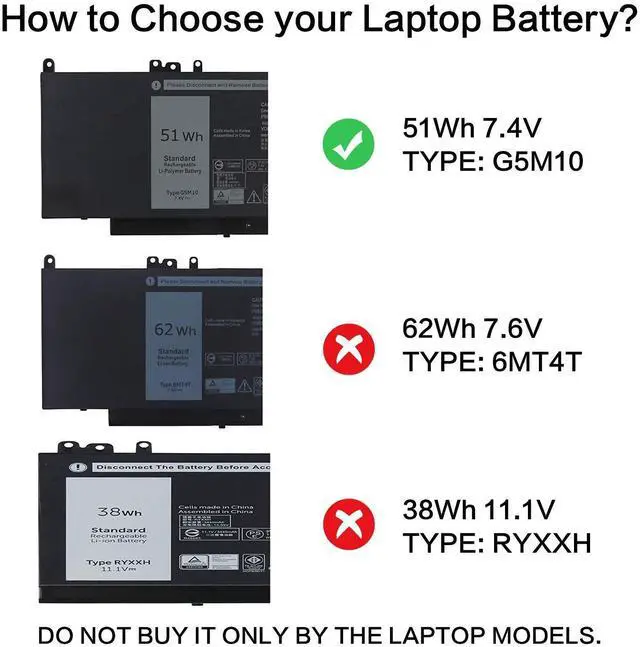 Alt view image 9 of 14 - G5M10 Battery for Dell Latitude 14 15 E5450 E5550 E5250 P48G001 Series, 15.6 inch, WYJC2 0WYJC2 8V5GX R9XM9 1KY05 08V5GX VMKXM 5XFWC PF59Y TXF9M 7V69Y 451-BBLN 451-BBLL 451-BBLK 080-854-0066