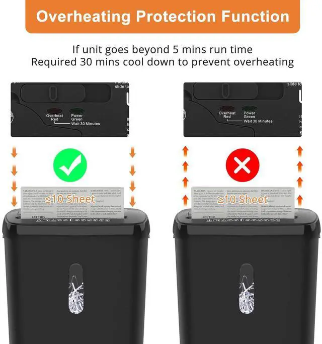 Alt view image 12 of 14 - Home Office Paper Shredder,10-Sheet Strip Cut with 3.17-Gallon Basket,P-2 Security Level,CD & Credit Card Shredder,Durable & Fast - Jam Proof System - ETL Certified