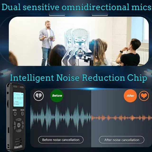 Alt view image 14 of 14 - 136GB Digital Voice Recorder Voice Recorder for Lectures Meetings - aiworth 9860 Hours Sound Audio Recorder Dictaphone Recording Device with Playback,MP3 Player,Password,Variable Speed.