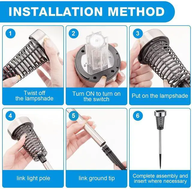 Alt view image 13 of 14 - Solar Bug Zapper Outdoor Mosquito Waterproof LED Light Mosquito Repellent Killer Bug Zapper for Indoor Outdoor Patio Yard (Purple Light,Silver,4 Pack)