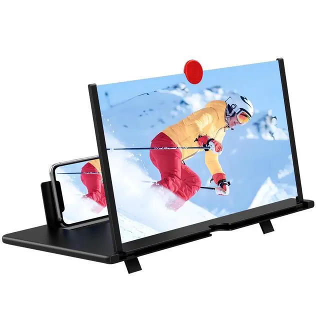 Alt view image 8 of 14 - 12" Screen Magnifier,3D HD Mobile Phone Magnifier Projector Screen Enlarger for Movies, Videos, and Gaming,Foldable Cell Phone Stand with Screen Amplifier,Gifts for Mom Dad(Black, 12inch)
