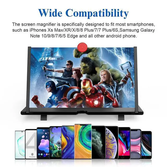 Alt view image 11 of 14 - 12" Screen Magnifier,3D HD Mobile Phone Magnifier Projector Screen Enlarger for Movies, Videos, and Gaming,Foldable Cell Phone Stand with Screen Amplifier,Gifts for Mom Dad(Black, 12inch)