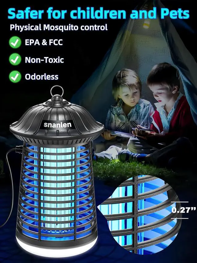 Alt view image 12 of 14 - 4200V High-Powered Electric Bug Zapper Outdoor & Indoor with LED Attractant, Durable ABS Mosquito Zapper Outdoor, Plug-in Fly Trap & Mosquito Killer for Patio, Yard, Garden and Home