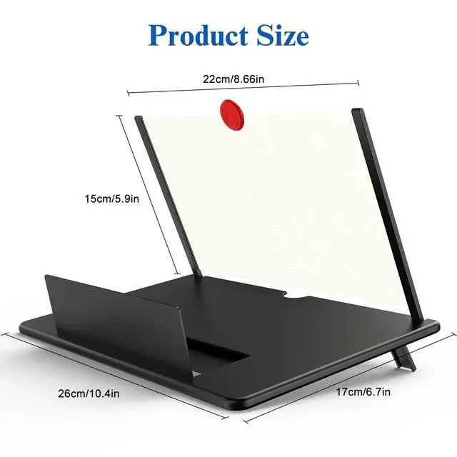 Alt view image 13 of 14 - 12" Screen Magnifier,3D HD Mobile Phone Magnifier Projector Screen Enlarger for Movies, Videos, and Gaming,Foldable Cell Phone Stand with Screen Amplifier,Gifts for Mom Dad(Black, 12inch)