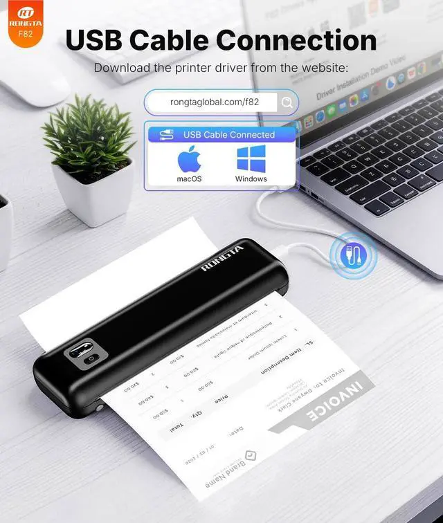 Alt view image 10 of 14 - Portable Printer Wireless for Travel, Thermal Inkless Printers for 8.5"*11" US Letter, Compatible with Android iOS Smartphone, Mac Windows Laptop (Black, 1 Printer + 1 Roll Thermal Paper)