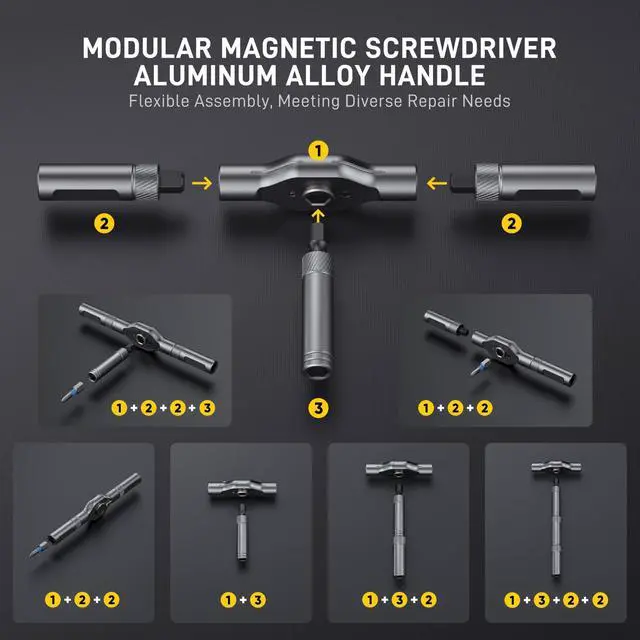 Alt view image 10 of 14 - All in One 42 in 1 Magnetic Screwdriver Set Compact Precision Repair Kit for Games Console, Tablet, Ring Doorbell, Glasses, DIY Electronics Yellow