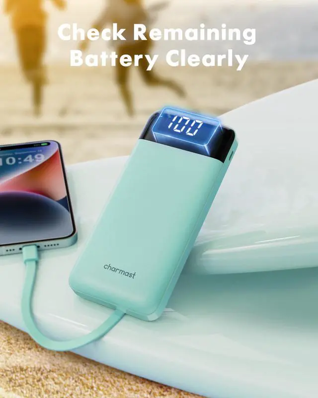 Alt view image 14 of 14 - Portable Charger with Built in Cables, Power Bank with Cords Wires, Slim 10000mAh Travel Battery Pack 6 Outputs 3 Inputs 5A Fast Charging for Samsung Google Pixel LG Moto iPhone iPad